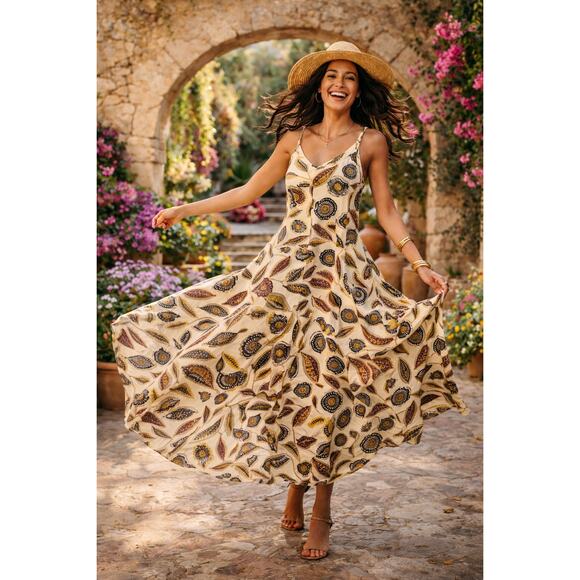 Old Ridel Boho Maxi Mediterranean Vibes 100 Viscose, Small minimalist flowy soft - Picture 3 of 7